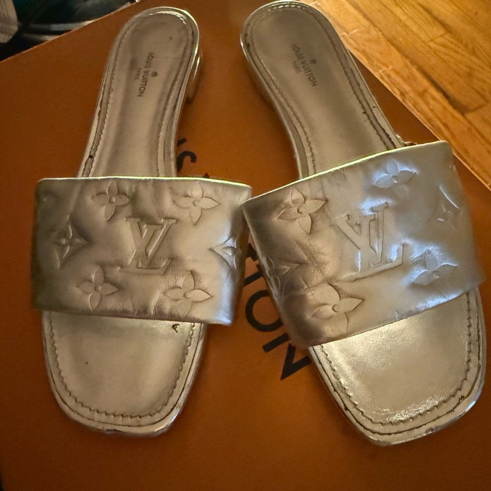 Louis Vuitton Metallic Slide Sandals